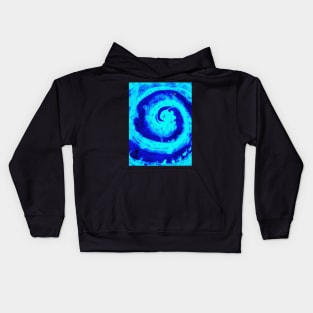 neon blue bright swirly design Kids Hoodie